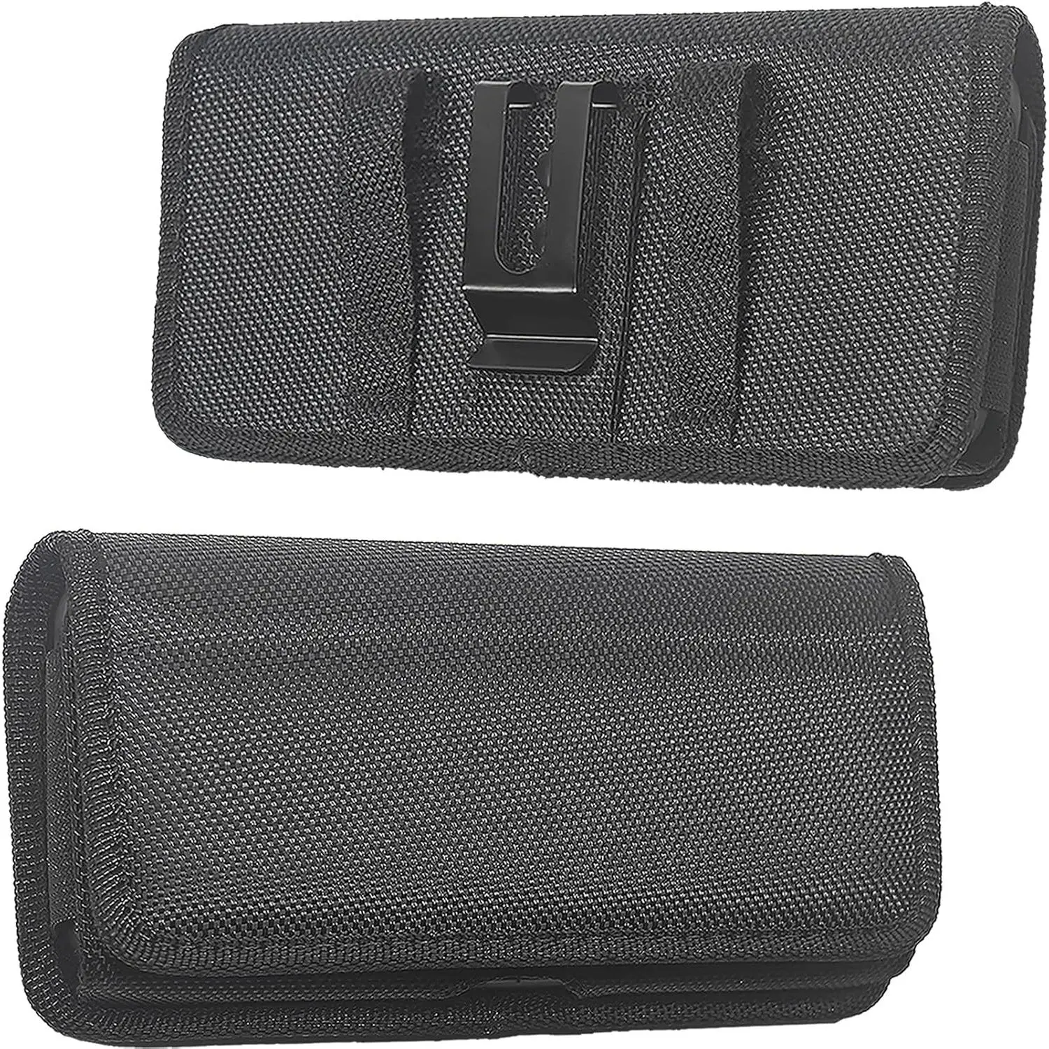 Cell Phone Holster for  16/15/14/13/12 Pro Max & Plus,Galaxy S24/23/22 +Plus&FE,with RFID,with Belt Clip, Rugged Nylon Carrying Pouch w Card Holder,(Fits  Cover ),Black (Large)