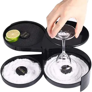 count 3 Tier Bar Glass Rimmer for Margarita and Cocktail, Bartender Tool,Salt Box Spice Container