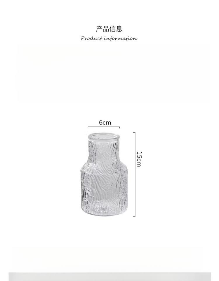 Glacier Pattern Glass Vase, Premium Social Media Style Transparent Flower Holder, Thickened Durable Water Cultivation Container, Living Room Table Rose Fresh Flower Decorative Ornament