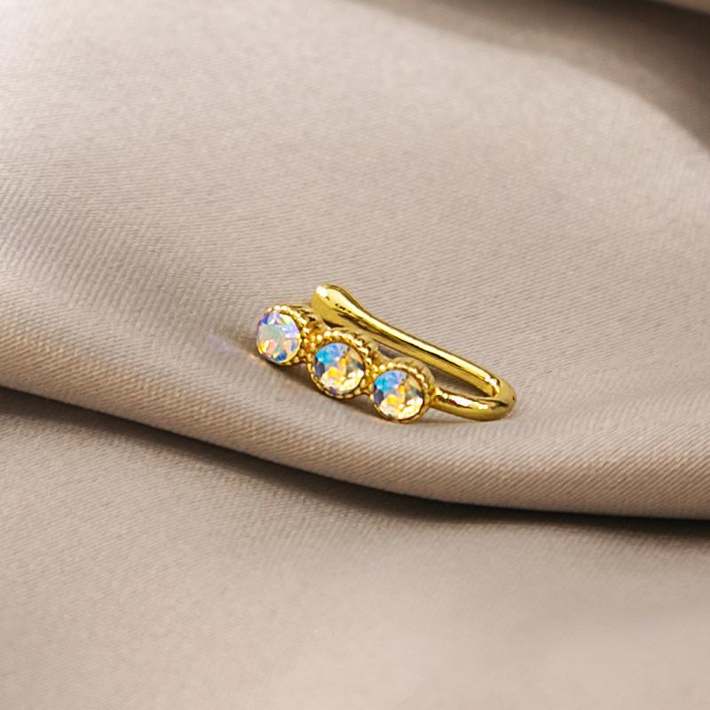 New star-shaped nose ring, simple U-shaped copper micro-inlaid non-piercing nose stud, trendy accessory