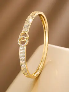Trendy Minimalist Ring Clasp Number 8 Design Bracelet, Women's Artificial Zircon Jewelry, Elegant Geometric Pattern, All Seasons Accessory