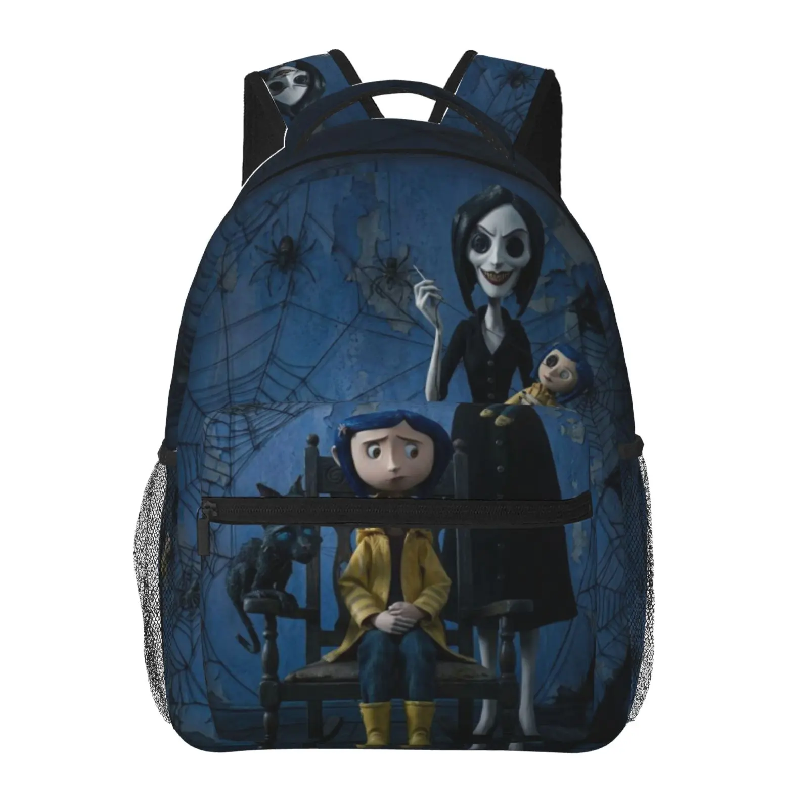 Large Capacity Cartoon  Coraline4 Backpack, Anime Student School bag, boys girls Breathable Adjustable Shoulder Straps School Daypack, Durable Lightweight Book Bag for Daily School Travel Camping Office