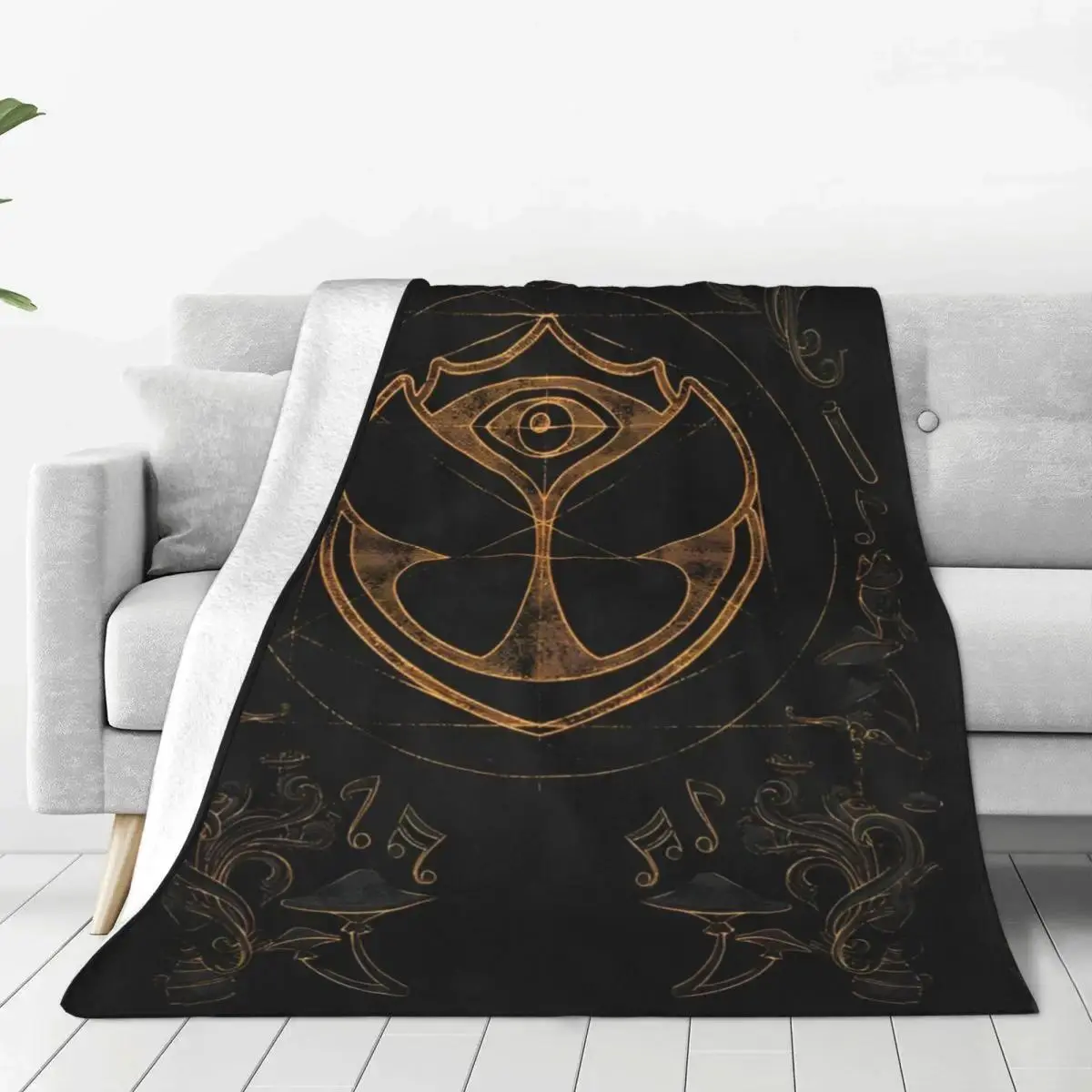 Tomorrowland Music Festival Symbol Print Flannel Blanket - 40x30in Wrinkle Resistant Microfiber Poly Fuzzy Warm EDM Music Throw for Friends, Indoor/Outdoor Spring-Autumn Coverlet