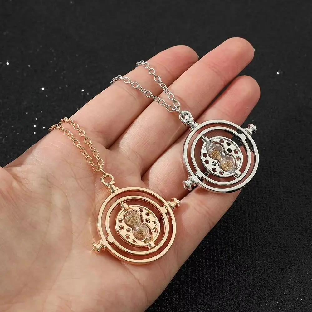 1Pcs Harried Time Necklace Timer Hourglass 360 Rotatable Potters Cosplay Props Astronomical Time Converter Magic School Gift