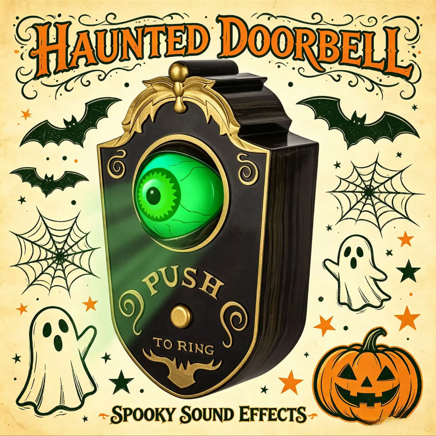 Halloween Horror Doorbell Decoration, Glowing Eye Sound Single Eye Doorbell, Bar Secret Room Prank Prop, Halloween Decorations