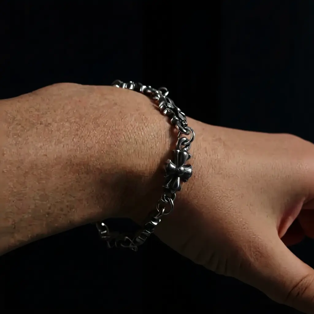Men Women Unisex Vintage Double Cross Alloy Bracelet, Hot Selling Gothic Retro Religious Chain Accessory, Minimalist Punk Light Luxury Stackable Daily Statement Jewelry, Cool Trendy Gift For Boyfriend Husband Dating Street Party Holiday Occasions