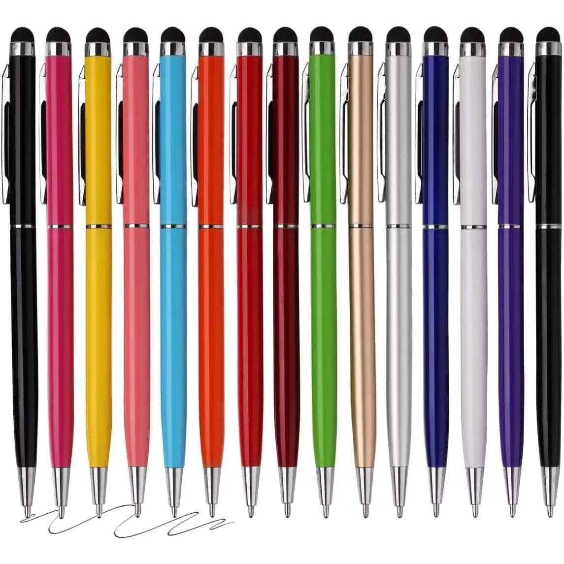 15 Pack Stylus Pens for  Screens Stylus Pen Compatible with Phone Tablets Kindle and Black Ink Ballpoint Pens-2 in 1 Stylists pens for  Screens