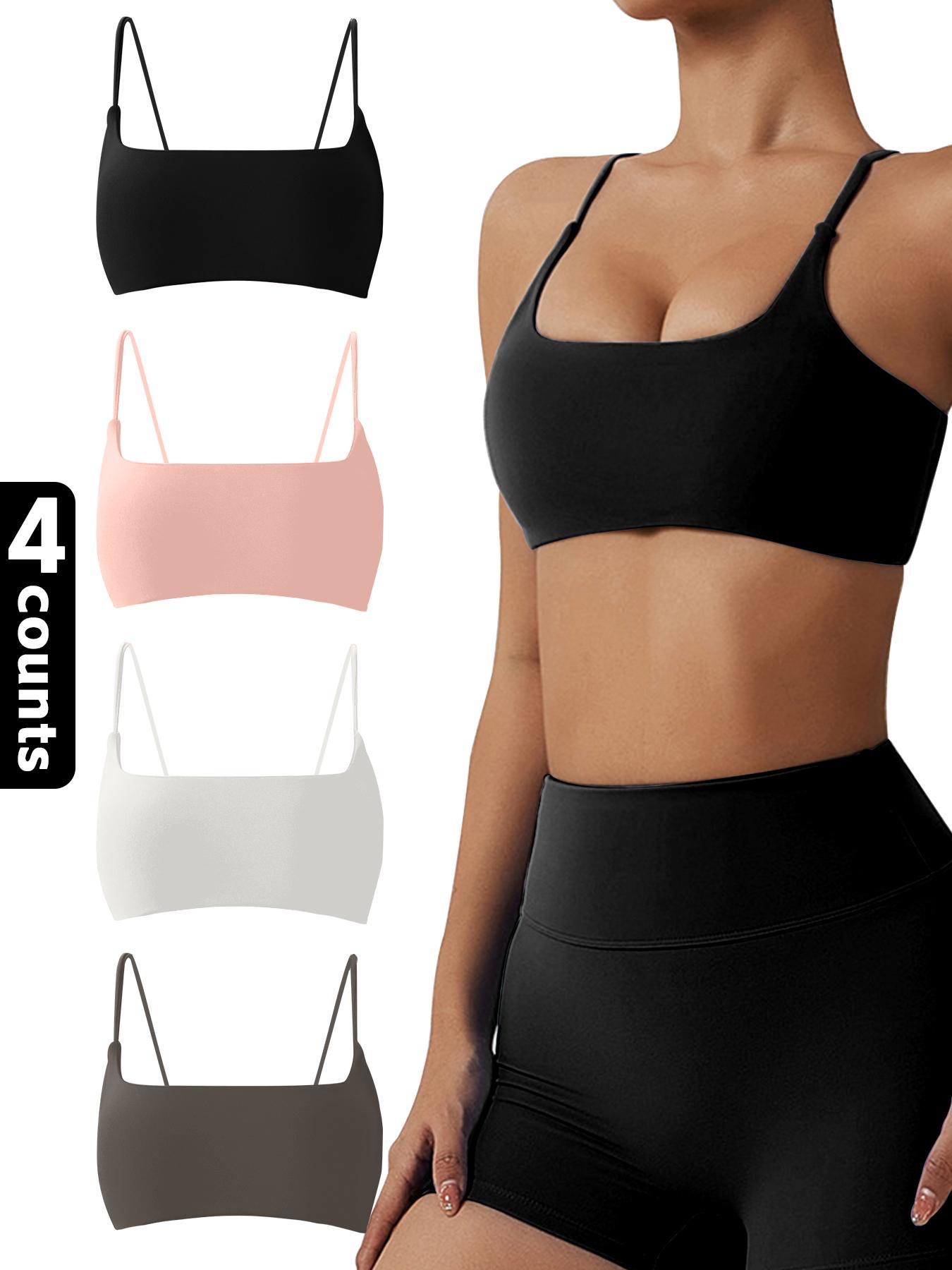 Women's Solid Wireless Sports, Breathable Comfortable Quick Drying Bra, Ladies Sportswear for Yoga Gym Wireless Sports Bras