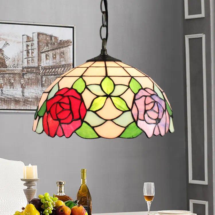 European-style vintage Tiffany colored glass bar restaurant chandelier creative country-style glass lantern