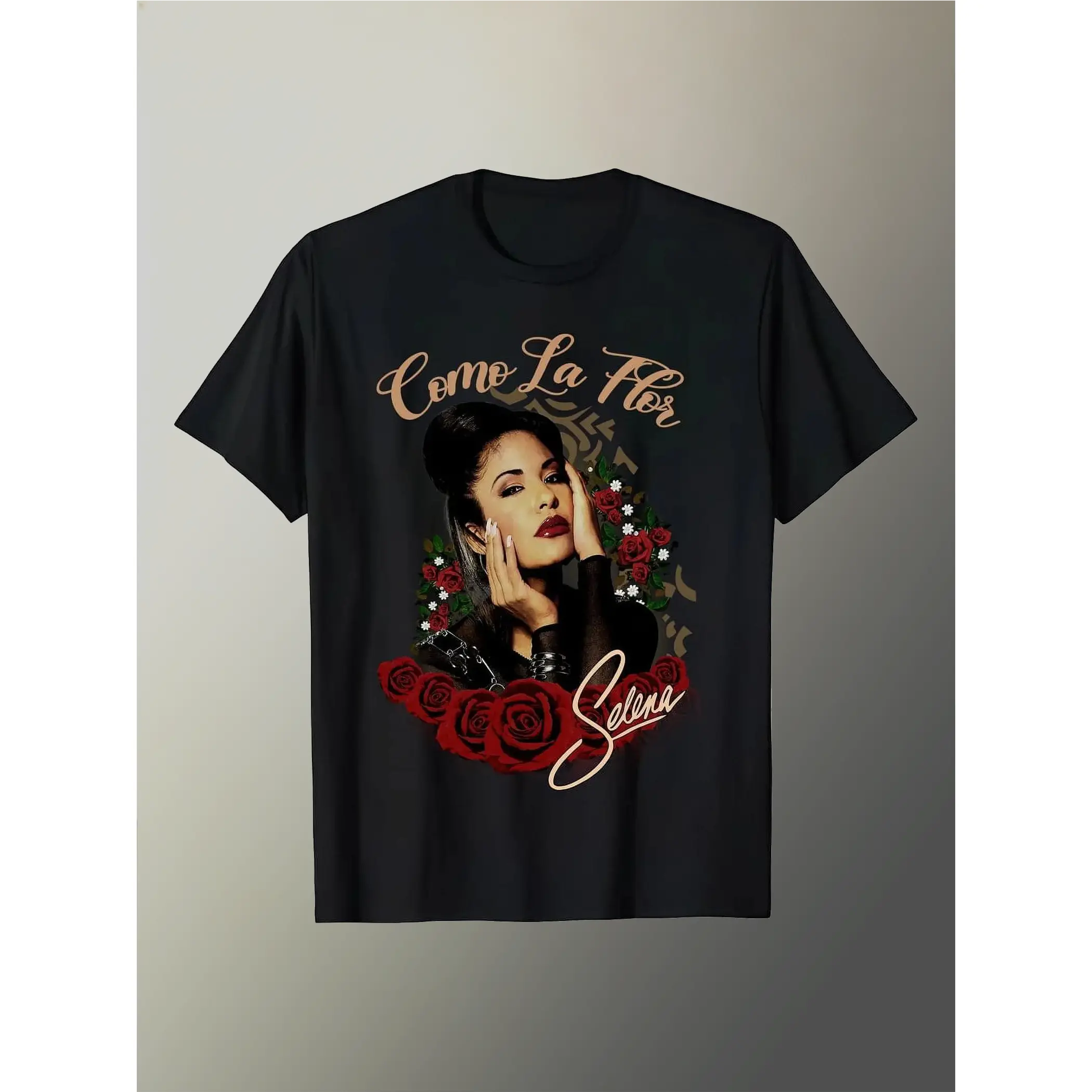 Unisex Oversized Round Neck Short-Sleeve T-Shirt - Distressed Look Selena Quintanilla Print, Heavy Soft Breathable Tejano Latin Pop Streetwear Top, All-Match Casual Fan Tee For Latino Latina Sports Fiesta Enthusiasts (All Sizes), Shortsleeve, Tshirt