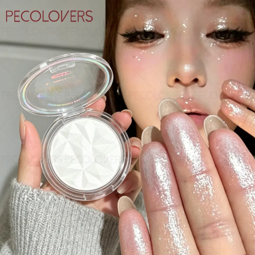 1PC White Highlighting Glitter Bronzed Powder - Instant Radiance, Waterproof and Sweatproof, Shimmer for Face & Body, Long-Lasting Radiant Contouring Makeup in Multiple Shades, , Perfect for Festivals or Wedding Parties
