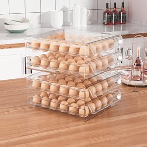 submatches 40 Grids Egg Container for Refrigerator, Egg Tray with Time Scale, Stackable Egg Storage Holder, Clear Egg Organizer, 2 Layers Egg Drawer, BPA Free, Egg Fresh Storage Box for Fridge