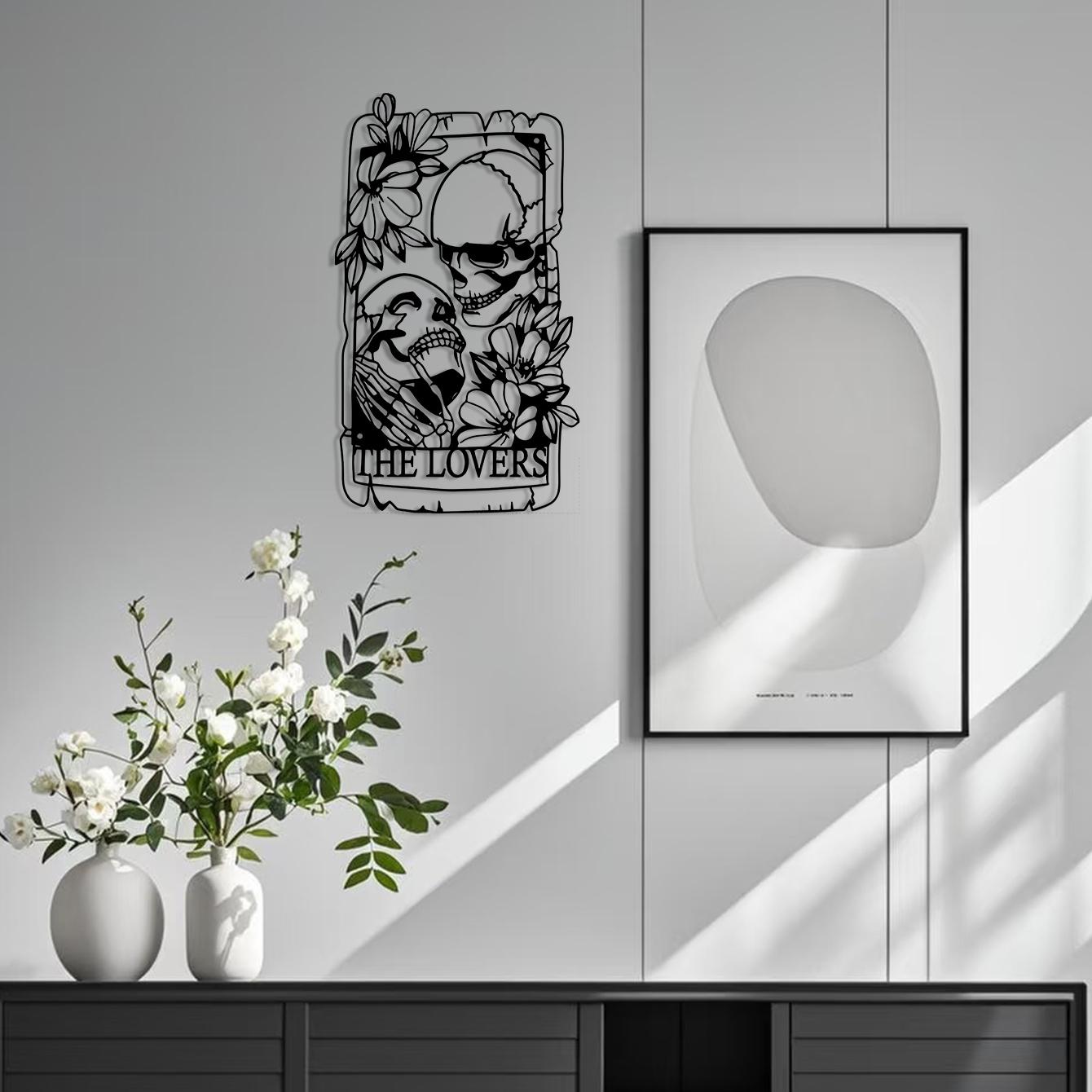 Skull & Flower Pattern Hanging Decor, 1 Piece Gothic Style Wall Art, Wall Hanging Decor for Home Living Room Bedroom Garden, Hangable Ornaments