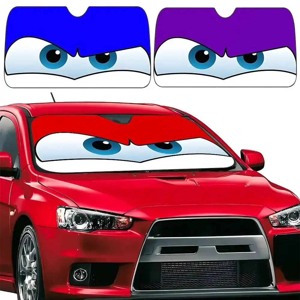 Car Windshield Sunshade Visor - Lightning McQueen Eyes Design, UV Protection, 70x130cm, Novelty Perfect Fit Gift for Car Lovers, Anime Enthusiast Gift