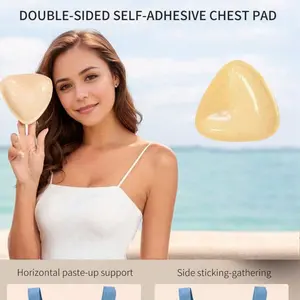 Triangular Double-sided Self-adhesive Silicone Breast Pads with Double-sided Tape, Thickened, V-shaped Gathering Lift for Small Breasts (Sports & Outdoor Clothing Accessory)