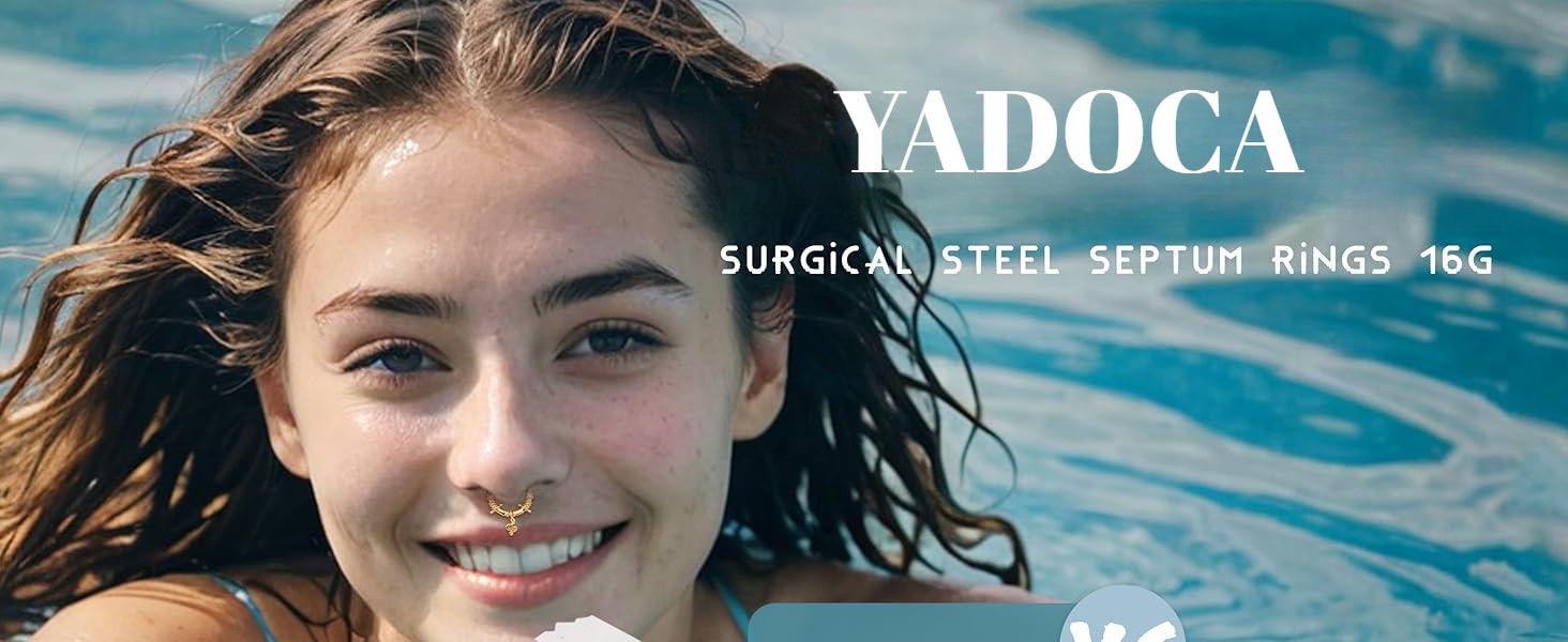 YADOCA 20PCS Septum Rings 16G for Women - Hypoallergenic Surgical Steel Daith Piercing Jewelry Cute Dangle Nose Ring Clicker for Helix, Tragus, Daith, Cartilage Earrings Hoop