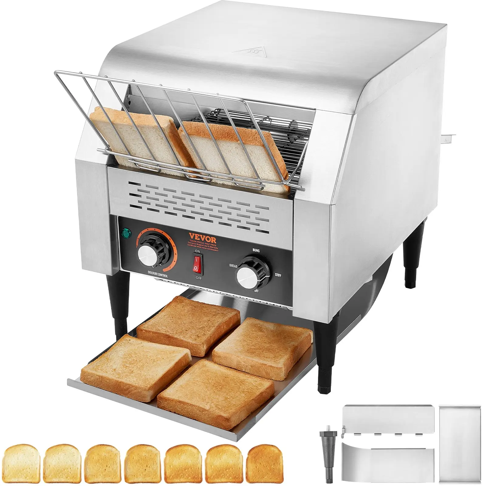 【DealsForYouDays】VEVOR Commercial Conveyor Toaster, 300 Slices/Hour Conveyor Belt Toaster, Heavy Duty Stainless Steel Commercial Toaster Oven, Electric Restaurant Commercial Toaster for Toast Bun, Bagel, Bread
