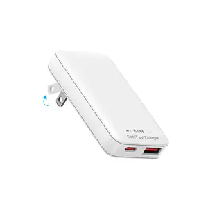 65W GaN Flat USB-C USB-A Wall Charger Ultra Thin Type-C Fast-Charging Foldable Compact Dual-Port PD 3.0 QC 4.0 Technology for MacBook iPhone 16/16 Pro Max/15-12, Galaxy S24 Ultra, Pixel, iPad Pro/Air, Steam Deck