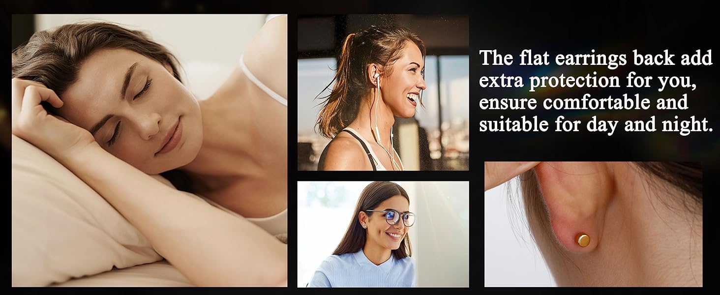 Fashionable 3 Pairs Synthetic Moissanite Earrings Studs 14K Gold Plated S925 Sterling Silver Flat Back Earring for Women Men - Hypoallergenic Set Cartilage Helix Piercing Jewelry D Color VVS1 1.8CT