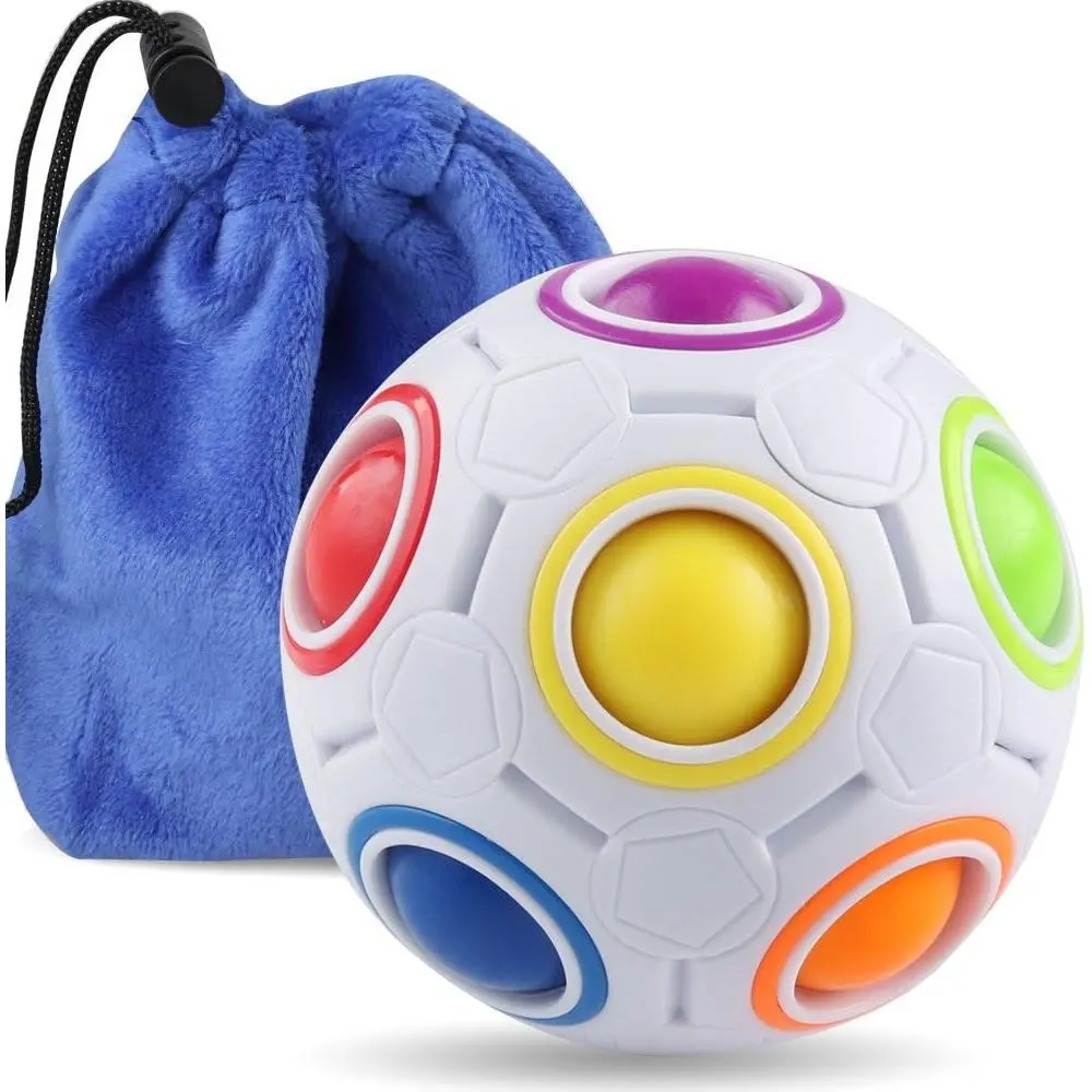 Rainbow Puzzle Ball with Pouch Color-Matching Puzzle Game Toy Stress Reliever Magic Ball Brain Teaser for Kids and Adults, Children, Boy, Girl Holidayfidget toys