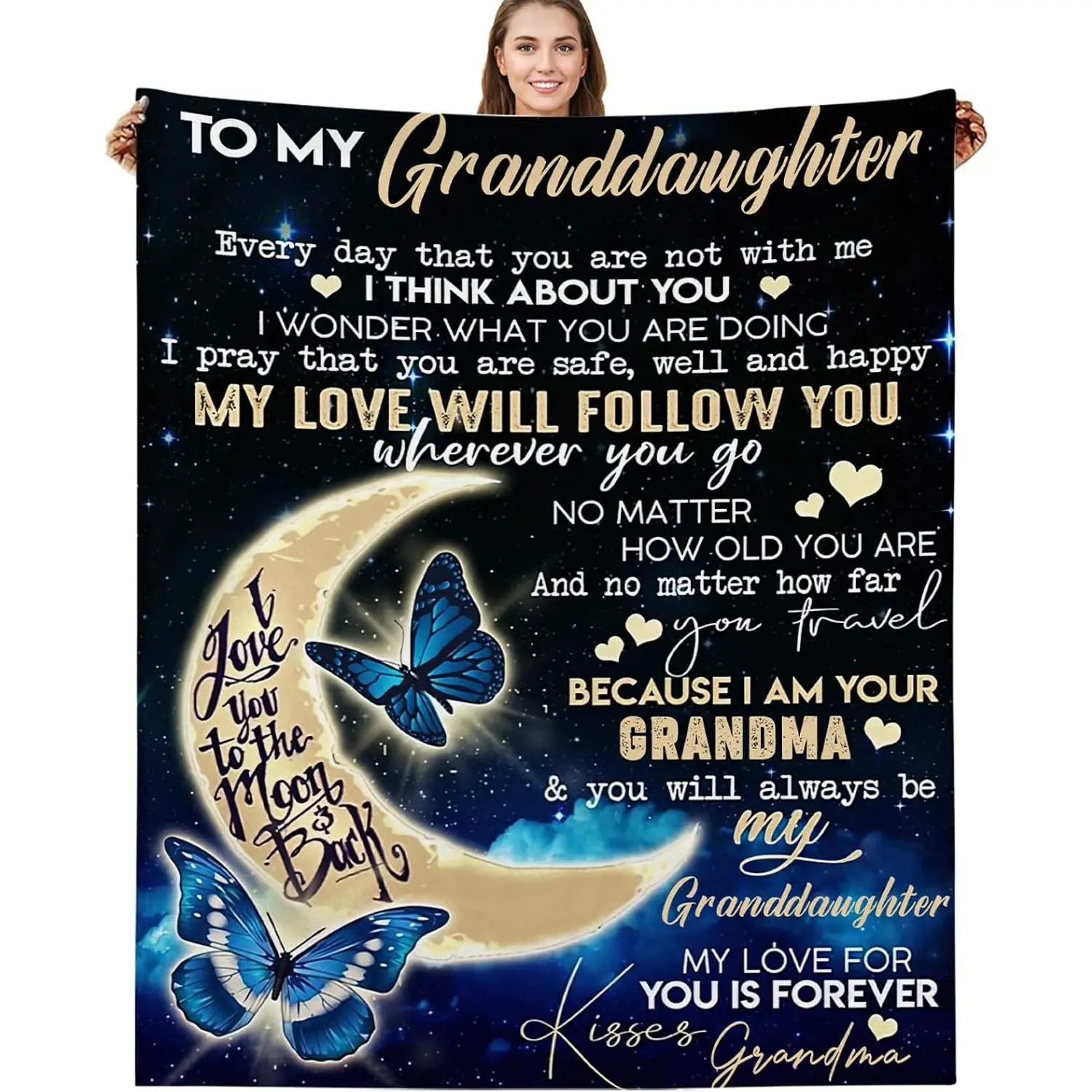 Flannel Blanket, Gift from Grandma to Granddaughter, Graduation Gift for Granddaughter from Grandma, Gift for Mother’s Day, Birthday or Graduation Ceremony: Home & Kitchen