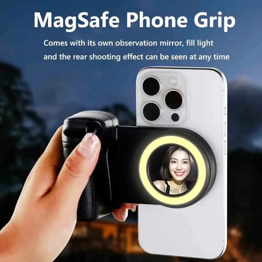 Magsafe Bluetooth-compatible Shutter Phone Hand Grip, Camera Handle Grip for iPhone Vlog, Selfie Stabilizer & Handle
