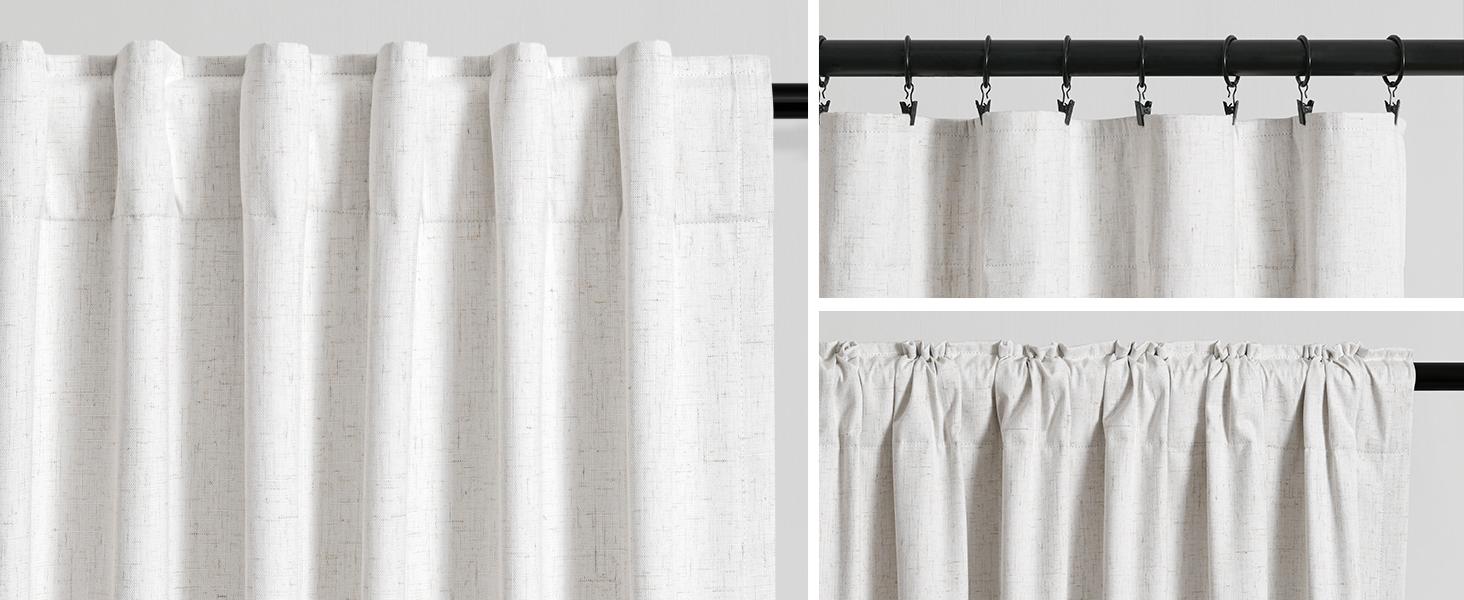 Cream 100% Blackout Linen Curtains 84 Inch Length 2 Panels Set for Bedroom Back Tab Cortinas Para Sala Black Out Curtain for Living Room Modern Farmhouse Decor Natural Ivory Drapes 52x84