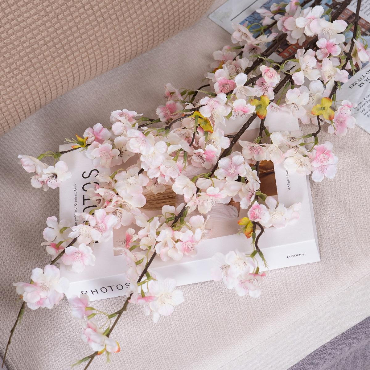Spring artificial flowers, multi-branched cherry blossom branches, wedding floral arrangements, home decor artificial flowers, hotel decorations, artificial peach blossoms