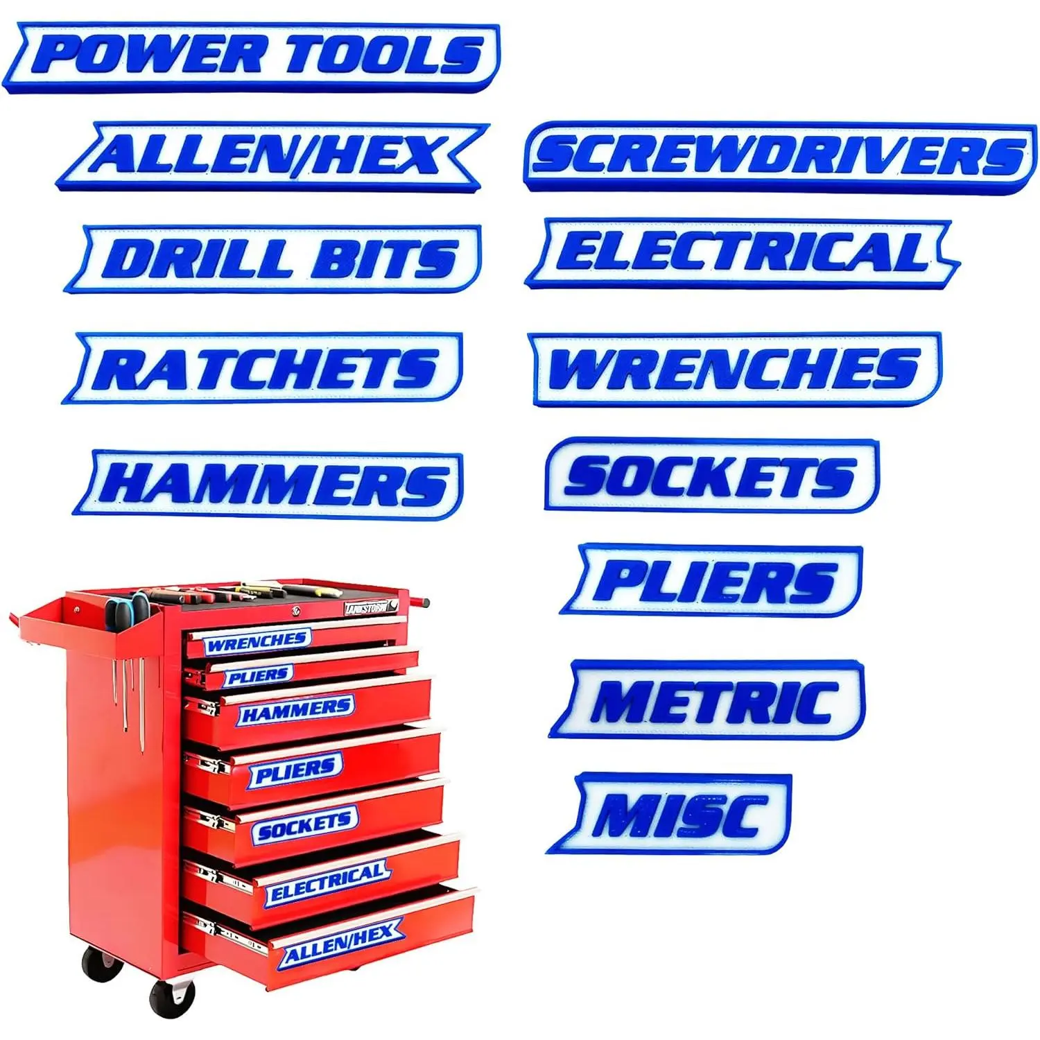 Toolbox Labels 12 count-   Drawer Tags for Toolbox Organization,   Tags for Tool Box  Drawer