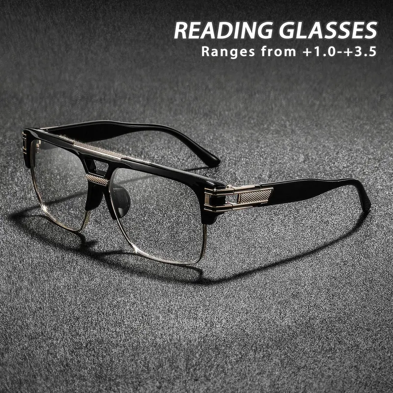 Men's Metal Plastic Combination Frame Bifocal Reading Glasses, Vintage Style, Fashionable Eyewear, Comfortable Fit, Reading Eyeglasses