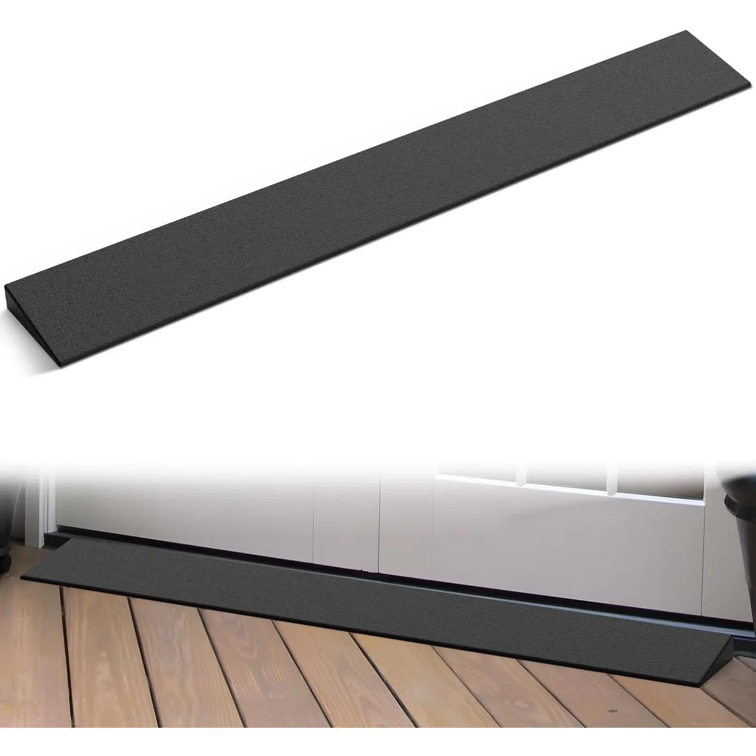 Nilight Low Profile Cuttable Rubber Threshold Ramp Pair (39.4x3.9x1.2in, 1.2in Rise) - Natural, Heavy-Duty, 2000lbs Capacity, Quick Setup, Eliminates Tripping Hazards, Safe Access, Seamless Transitions for Doorways (Wheelchair Home Use)