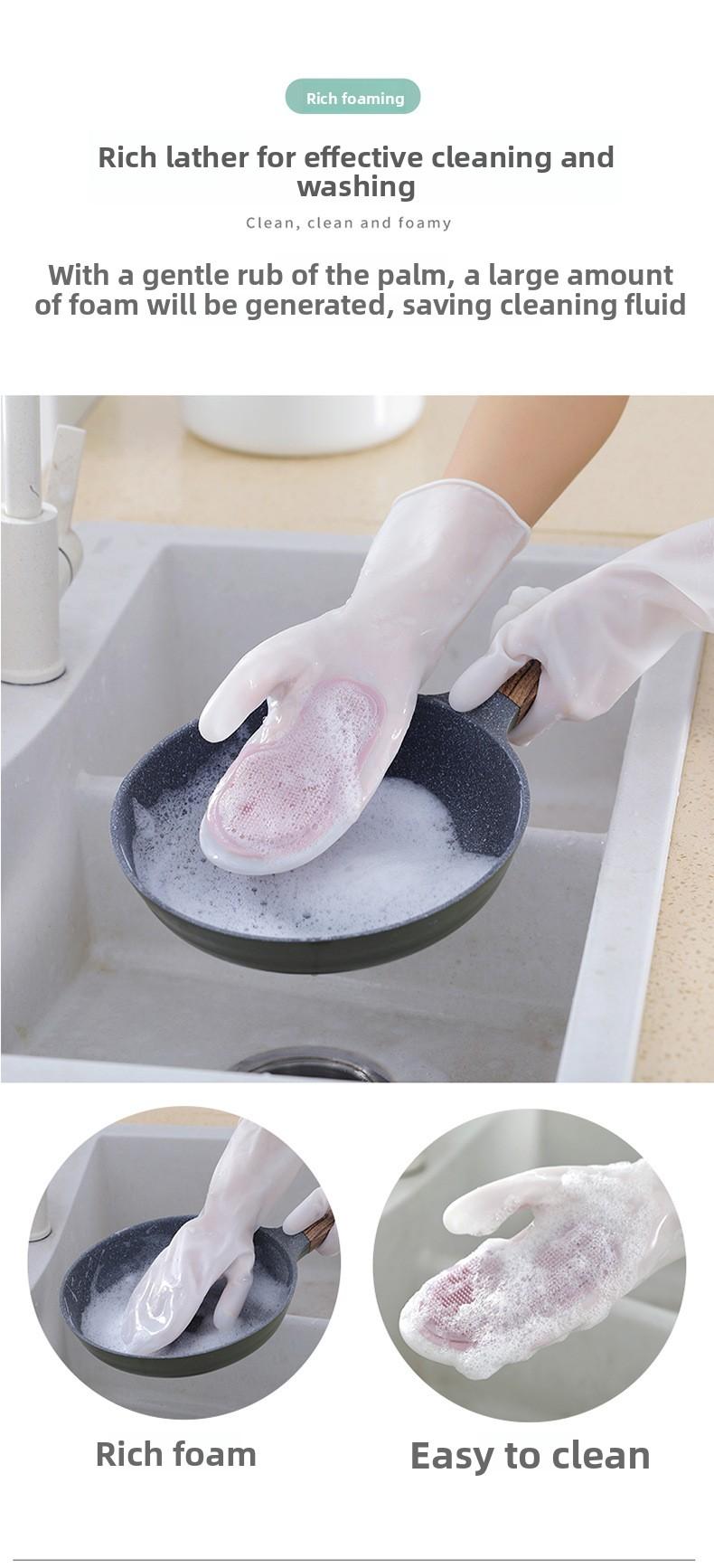 Multifunctional Magic Brush Dishwashing Gloves Waterproof Latex Kitchen Cleaning Gloves for Washing Dishes Clothes Housework Women