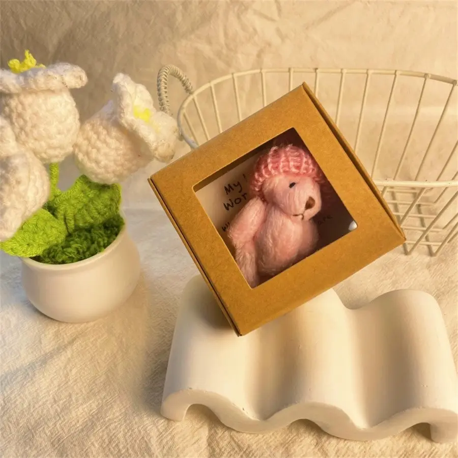 Mini Plush Bear Toy with Gift Box Card, Stress Relief Comfort Gift for Friends and Girlfriends, Long-Distance Love Companion Teddy Bear