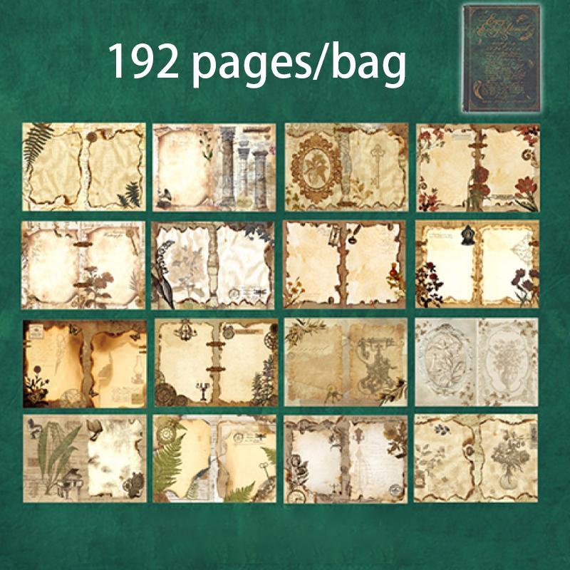 Vintage Style Material Paper Book, 192pcs/set Scrapbook & Journal Making Paper, DIY Decorative Craft Paper for Scrapbooking & Journal Making