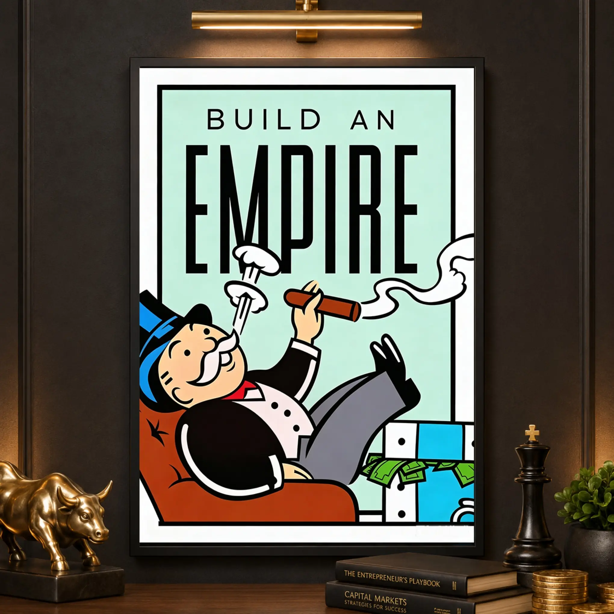 Build an Empire Monopoly Man Canvas Wall Art Poster,Motivational Money Mindset Poster, Luxury Office & Man Cave Decor, Entrepreneur Gift