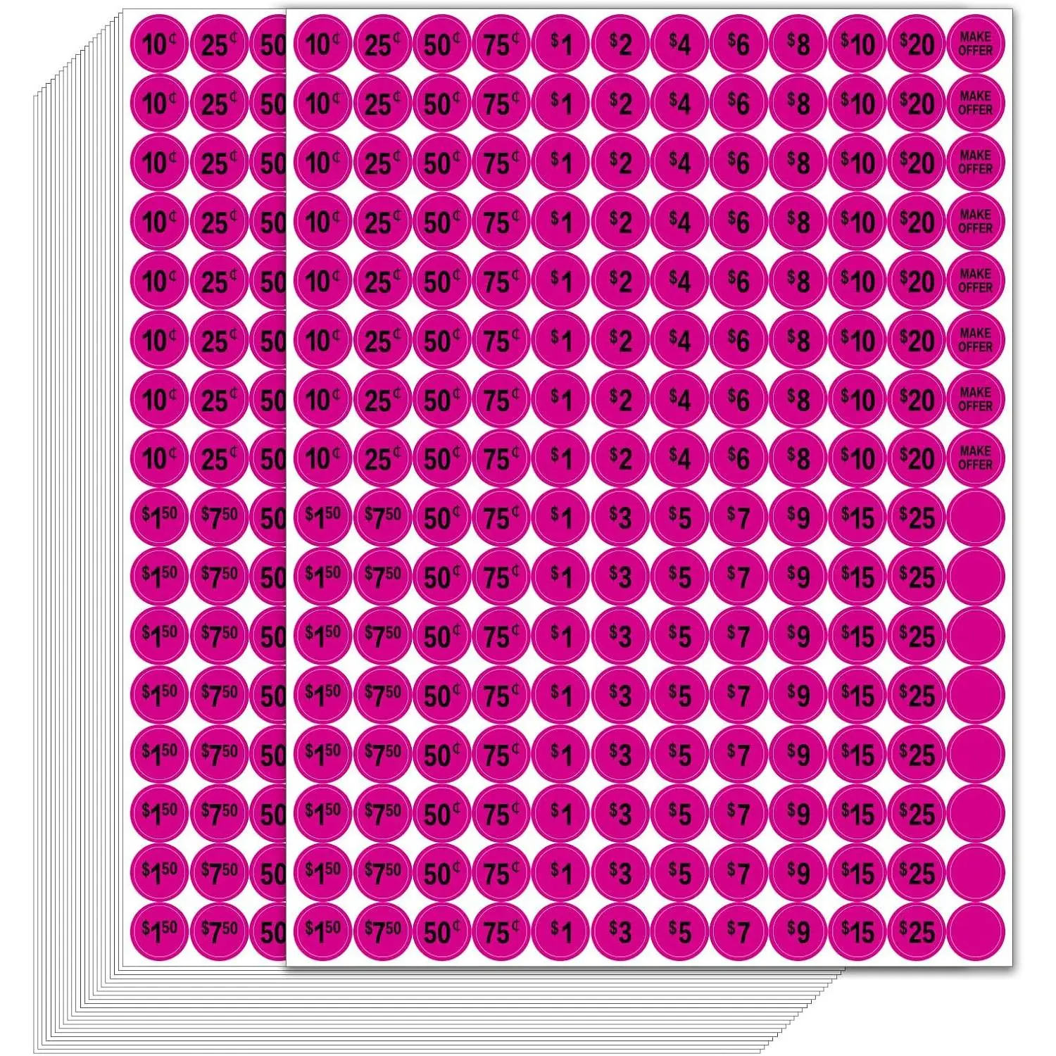 1920 PCS Yard Sale Price Stickers Garage Sale Pre-Priced Price Tag Labels 3/4" Diameter Flea Market Pre-Printed Pricing Stickers for Retail,Bright Pink Color