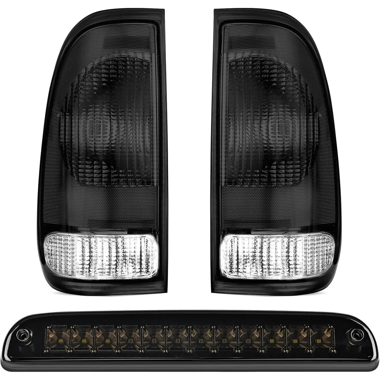 Nilight Tail Light & 3rd Brake Light Assembly, ABS Plastic DOT Certified for 1999-2007 F250-F550 Super Duty F-Series Trucks, Smoke Taillight with High Mount Brake Warning Rear Cargo Lamp for Night Driving, Led Lights