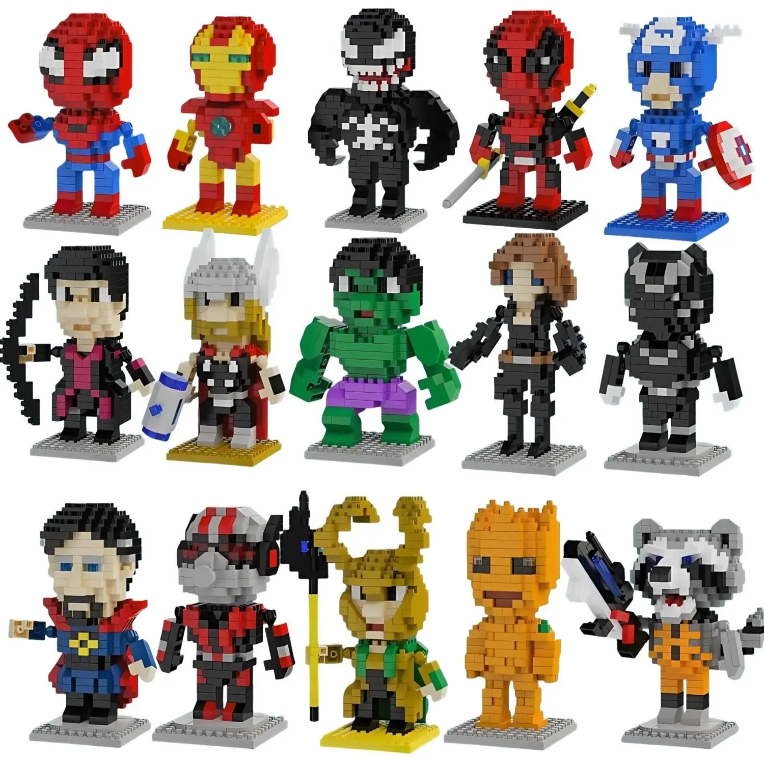 Hero Cartoon Micro Particle Building Blocks Children Assembly Toy Anime Action Figure Boy Girl Kid Gift Cute Toy Building Bricks