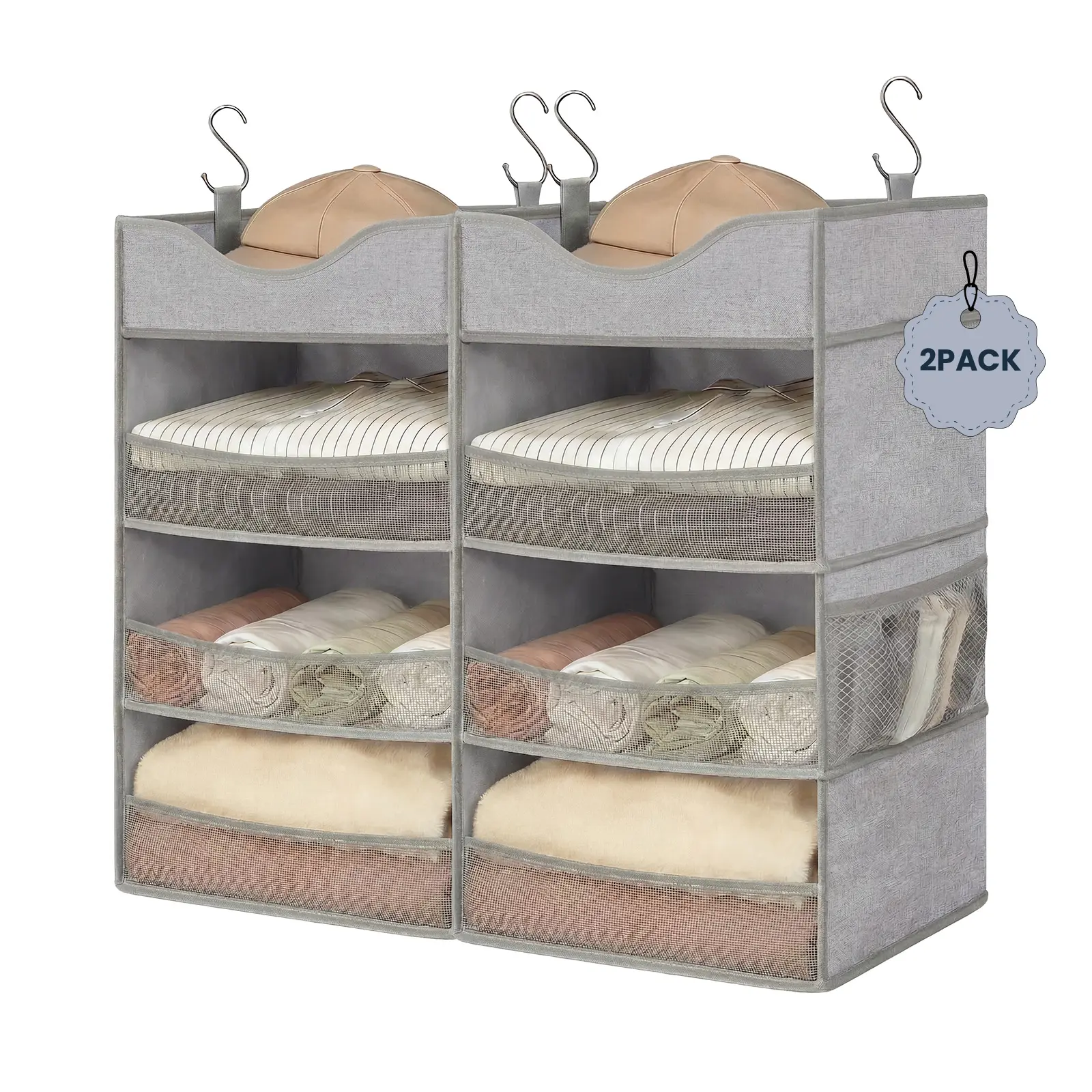 StorageWorks Hanging Closet Organizer, 3-Shelf Hanging Closet Shelves with Top Shelf, 15 ¾"W x 12" D x 31" H, Extra-Large Space Racks Hangable