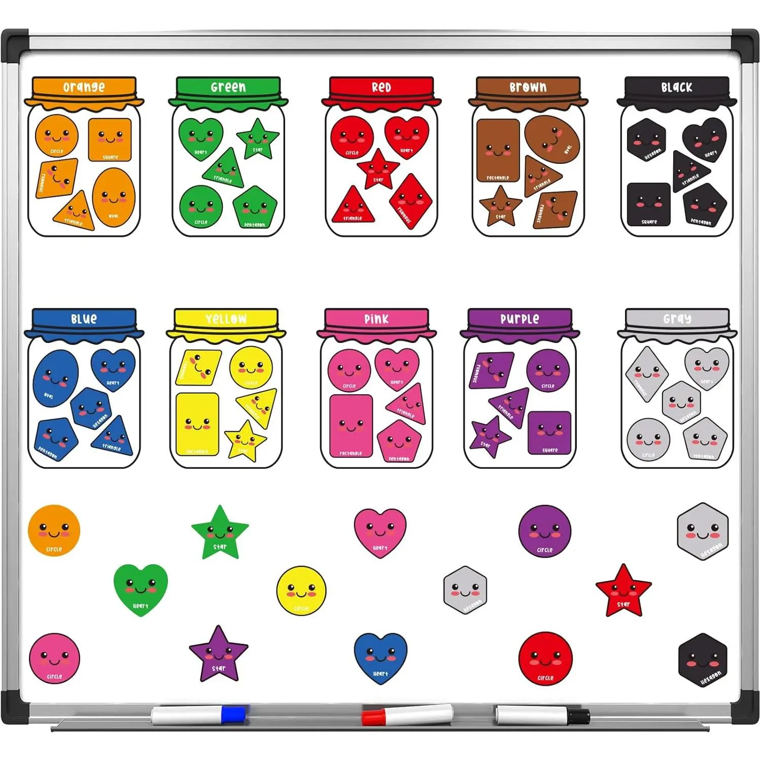 10 Packs Shape & Color Recognition Fridge Magnetic Sorting Set for Toddlers Educational Magnet Color Shape Kids Preschool Learning Refrigerator Whiteboard Classroom Gamefidget toys