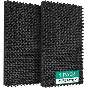 1 Pack 48" X 24" X 2" Sound Proof  Panels for Walls, High-Density Egg Crate Acoustic  for Noise Reduction & Echo Control in  Studio, Recording Room, Office