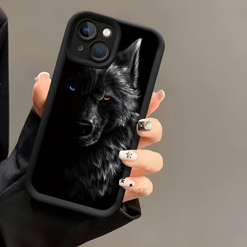 The New Creative Wolf Head Design Is Suitable for TPU Case for iPhone 17 Pro Max 16 16e 15 14 Plus 13 12 Mini 11 Air X XS Straight Edge Drop-Resistant Rugged Durable Cover Shell Gift 2D printing