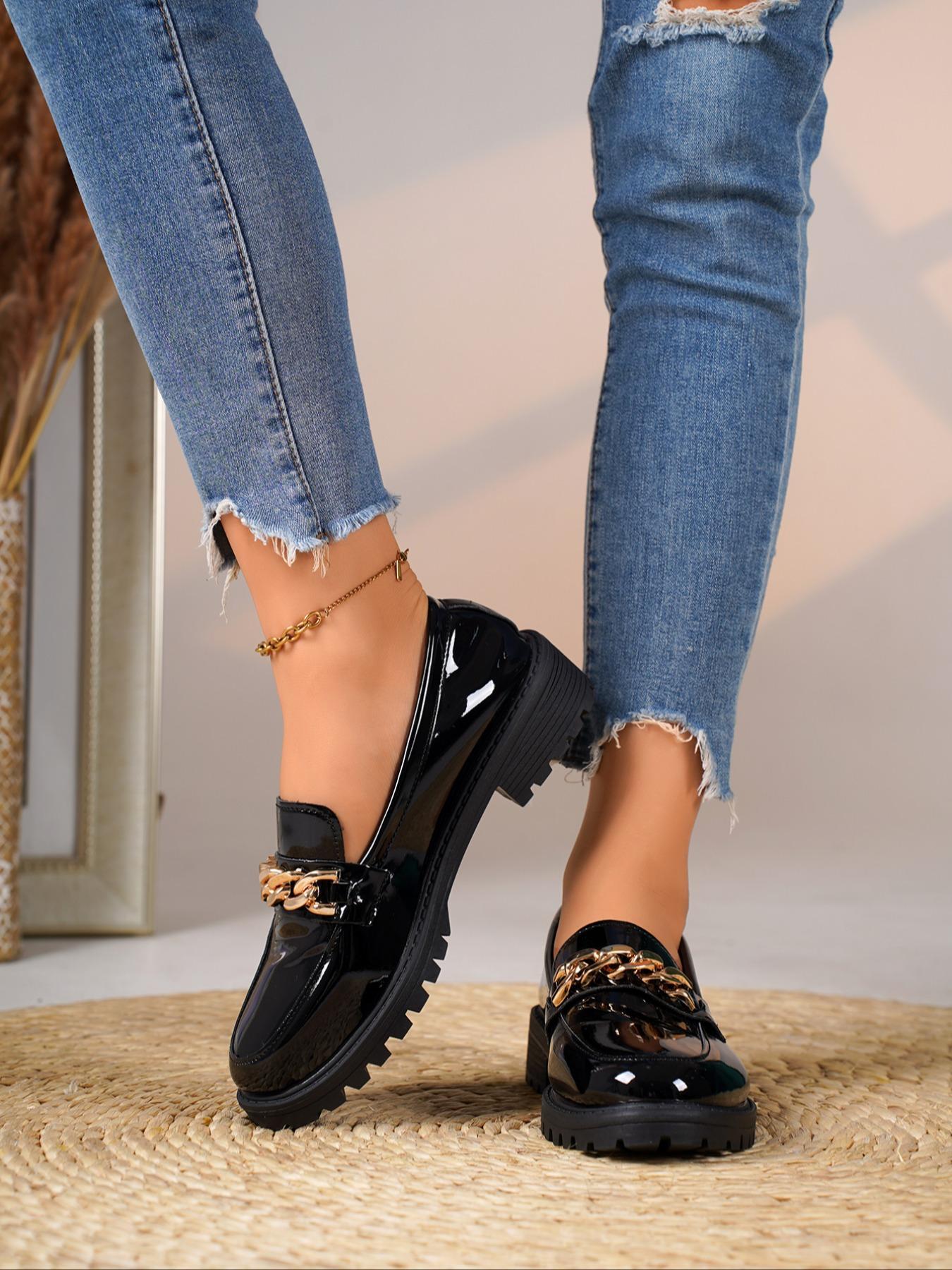 Women's Fashionable Solid Color Slip on Loafers, Affordable Loafers, Casual Comfortable Lightweight Mid Heel Shoes for Daily Wear, Perfect for Students and Outdoor, Girl