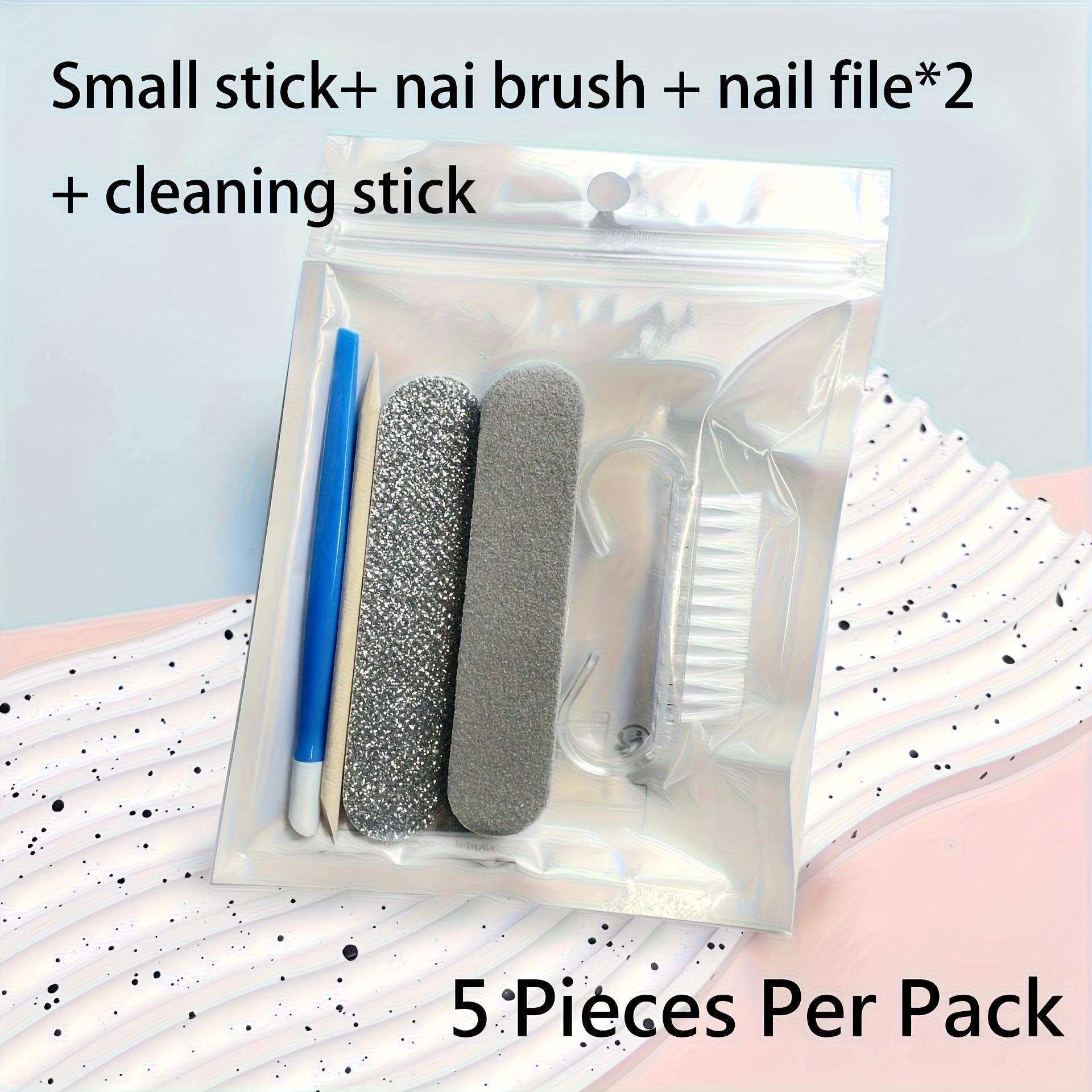 [Manicure Pedicure Set] 5pcs Per Pack, Manicure And Pedicure Set, Mini Nail File And Orange Nail Stick Set, Double-Sided Disposable Nail File, Wooden Cuticle Pusher, Nail Cleaning Tools, Nail Stick, Nail Art Brush