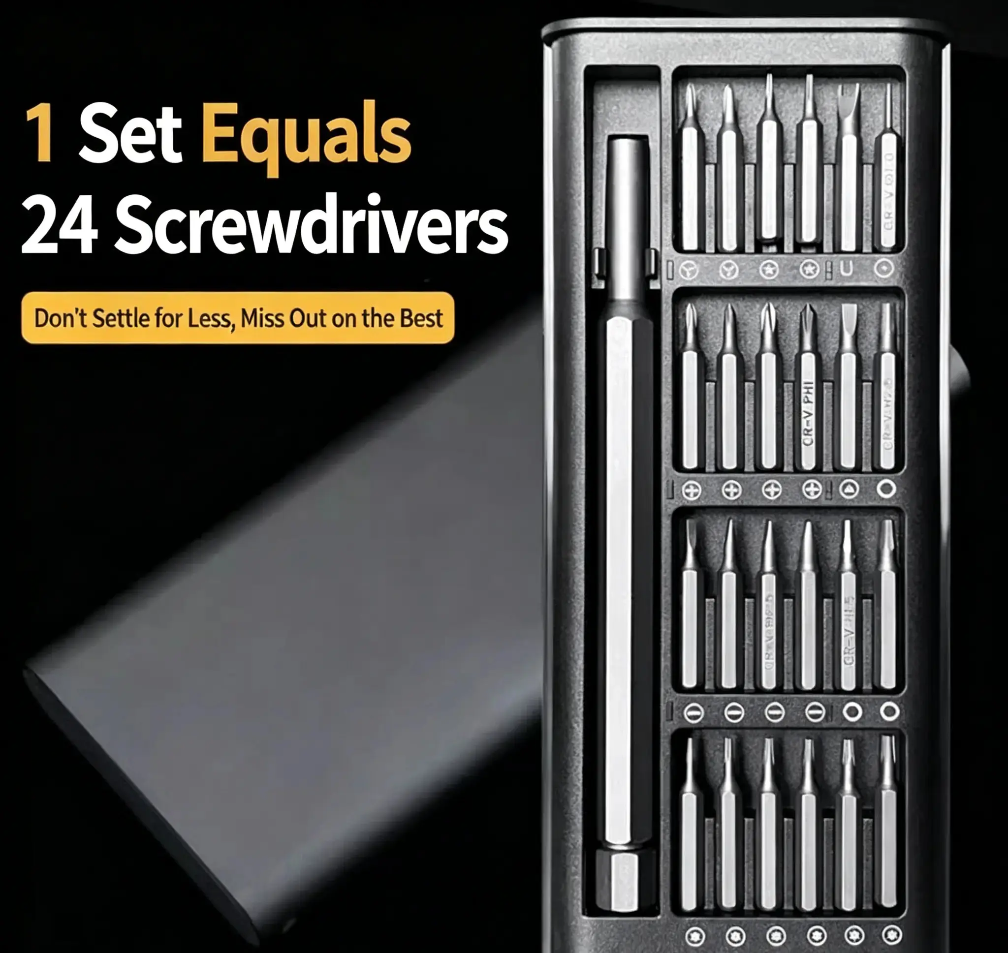 Fathers Day Gifts 24-In-1 Precision Stainless Steel Multi-Functional Screwdriver Bit Set with Tool Bit Removal Function, Compact Carrying Case - Professional Hand Toolkit