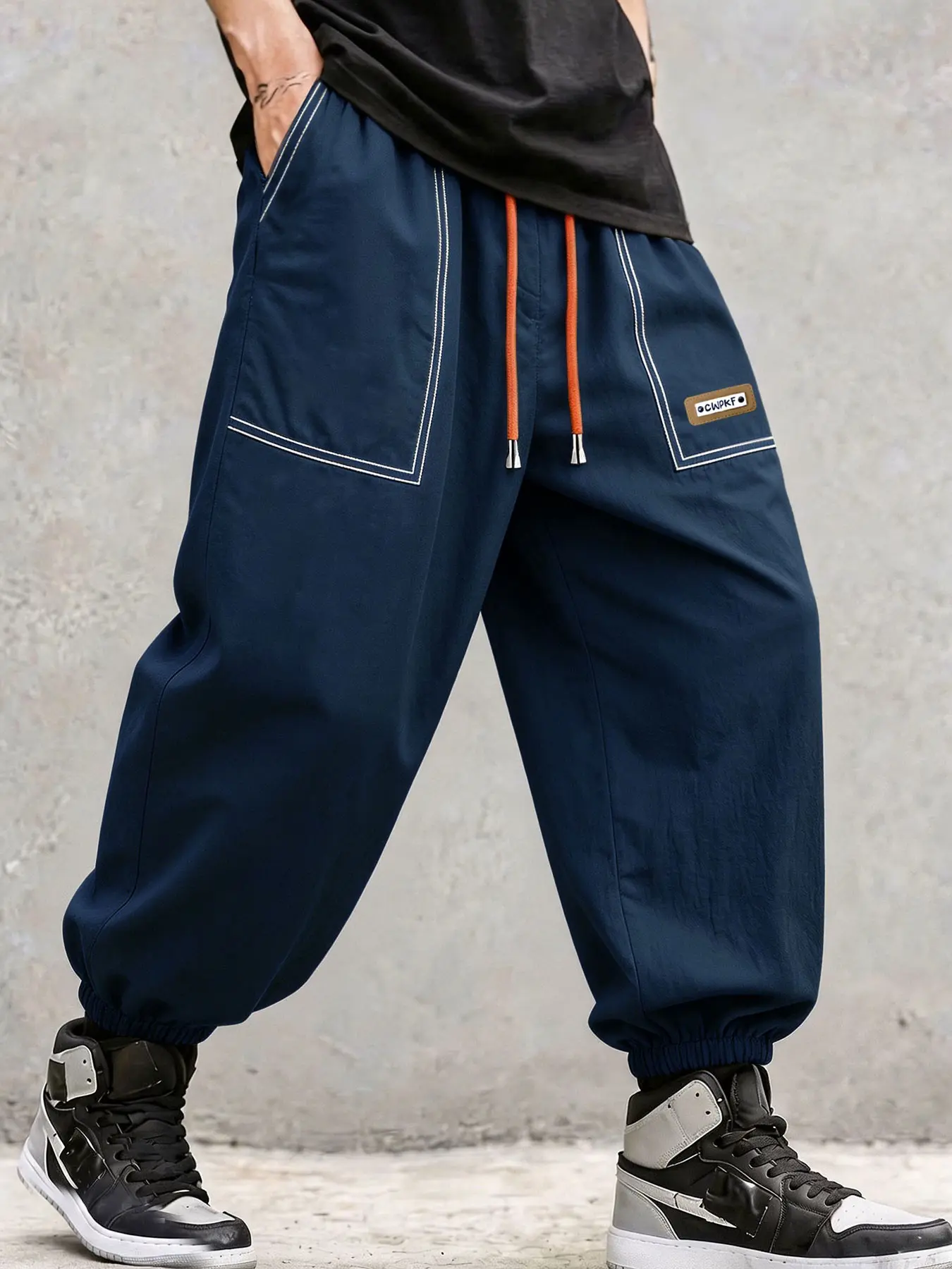 Men's Lightweight Breathable Workwear Lantern Pants, Drawstring Large Pocket Loose Fit Harem Pants, Casual Beach Travel Daily Commute