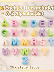26pcs Acrylic Letter Beads A-Z Alphabet Charms, Colorful Glossy Initial Beads for DIY Bracelets, Necklaces, Keychains, Personalized Jewelry Making