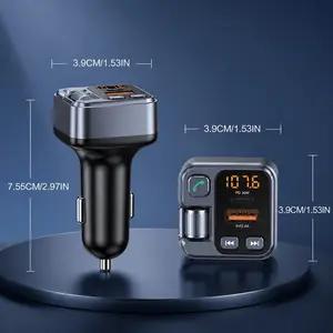 PD Fast Charge Bluetooth Car Adapter with Digital Display USB FM Transmitter Wireless Audio Receiver for Car Truck SUV Universal Upgrade Accessory Anti-Interference Chip