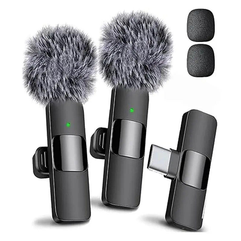 Wireless Lapel Microphone for iPhone iPad Android, Plug-And-Play Noise-Canceling Mic, USB Rechargeable, Ideal for Vlogs Live Streams