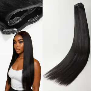 TRIIPPY Clip in Hair Extensions,135g 7pcs seamless Yaki Straight Hair Extension Clip Ins,100% Real Raw Cambodian Human Hair,Triple The Lifespan Over Regular Virgin Hair(20 Inch,Natural Color)